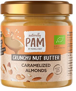 Naturally Pam Nut Butter, Caramelized Almonds, 1 x 200 g, Bio Nussmus vegan | Nussmus Aufstrich, Brotaufstrich, glutenfrei, ohne Palmöl & raffinierten Zucker, natürliche Zutaten, von Pamela Reif