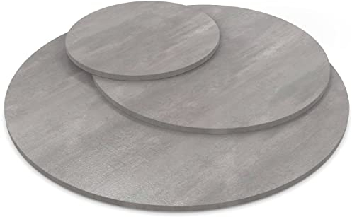 AUPROTEC Tischplatte 19mm rund Ø 1200 mm Beton Perlgrau Holzplatte melaminharzbeschichtet Spanplatte mit Umleimer ABS Kante Auswahl: 120 cm