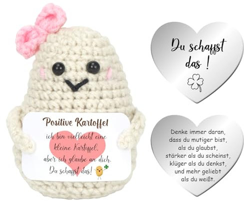 Aurasky Positive Kartoffel Deutsch, Pocket Hug, Kreative Strickwolle Kartoffel Puppe, Aufmunterung Glücksbringer Geschenke für Freund Freundin Prüfung