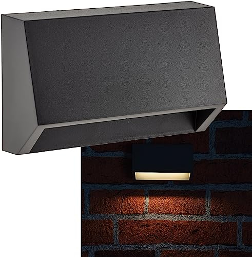 ChiliTec Wandleuchte Aussen Anthrazit IP65 1,5 Watt 116 Lm Wetterfestes Kunststoff Gehäuse UV-beständig Led Licht Warmweiß