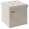 SONGMICS Storage Ottoman, Foldable Small Ottoman Foot Rest, 38 x 38 cm Foot Stool, Ottoman with Storage, Load up to 300 kg, for Living Room, Bedroom, Dorm, Cream White LSF227W51
