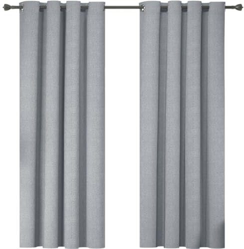 Ystyle Tende 100% Oscuranti 2 Pezzi, 140×225cm, Tende Effetto Lino per Interni, Tenda Termica Isolante Freddo E Caldo, Tende Soggiorno Camera da Letto, Tende Fonoassorbenti, Grigio Chiaro
