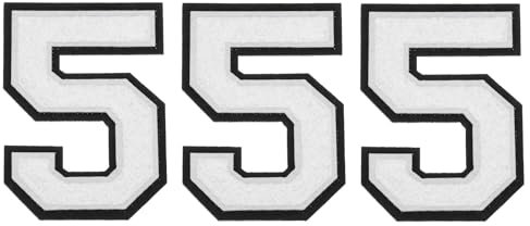 sourcing map Chenille Number 5 Patches 4-1/2 Inch Height Iron on Number 5 Patches Black Glitter Embroidered Patches for Clothing, Shoes, Hats, Backpacks Pack of 3(White)