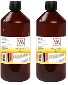 2L 2 x 1L Glycerin 99,8% Pflanzliches Glyzerin EP/USP/DAB Pharmaqualität Glycerol 1000 ml, 1 Liter Flasche UV-Schutz