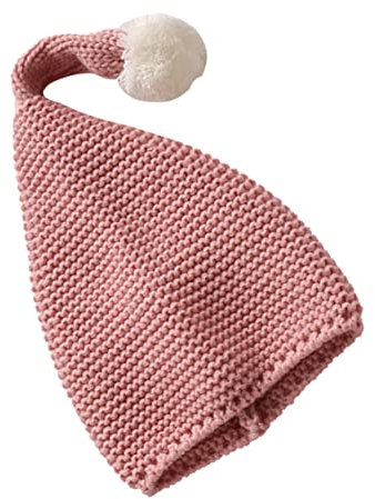 PACKOVE Junge Mädchen Weihnachtsmütze Strickmütze Mit Flauschigem Bommel Rosa Winter Warm Dehnbar Niedlich Für Mädchen Und Jungen Herbst Und Winter