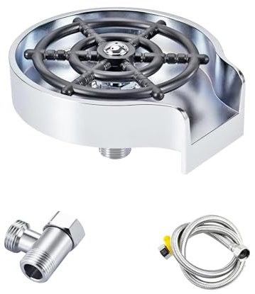 Qrity Rinceur de Verre pour Évier de Cuisine, Rince Verre Evier, Laveuse Automatique De Tasses, Lave-Tasses pour la Maison, Le Restaurant et Le Bar, Argent