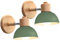 iDEGU 2 Stücke Wandleuchten Moderne Innen Wandlampe aus Holz Metall Halbkreis Lampenschirm E27 Verstellbare Wandspot Vintage Lampe für Schlafzimmer Wohnzimmer Küche Flur Café (Olivgrün)