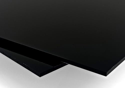 Plaque Acrylique Noir 3mm, A5 Feuille Acrylique Noir, Feuille de Plastique Acrylique avec Protecteur pour DIY, Photo, Peinture (2 unités, 14,8 x 21 cm)