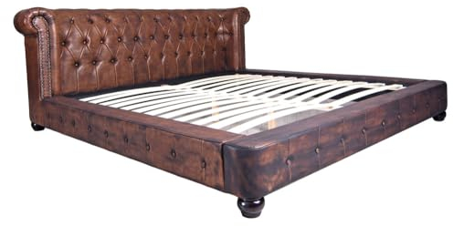 Chesterfield Bett Kunstleder Ehebett Vintage Doppelbett Polsterbett FHA091 Palazzo Exklusiv (140x200)