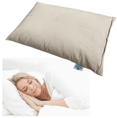 Brow Farm Buckwheat Hull Pillow – Standard UK Size (60×44×12 cm) | Adjustable Loft | 100% Cotton Zip Cover | Natural, Breathable Support Pillow for Neck & Shoulder Comfort
