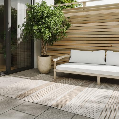 benuta Basic In- & Outdoor Teppich Kaleo - Beige 160x230 cm - Geometrische Muster - Wetterfest & UV-beständig für Balkon, Terrasse, Garten, Küchenteppich & Wohnzimmerteppich - Leicht zu Reinigen