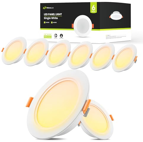 NITENSLAB LED Einbaustrahler 230v 5W 350lm,Spots Deckenleuchte IP44 Ultra Flach Deckenstrahler Warmweiß 3000K, Led Einbaustrahle Wohnzimmer,Küche,Schlafzimmer,Bad 6er Set [Energieklasse F]