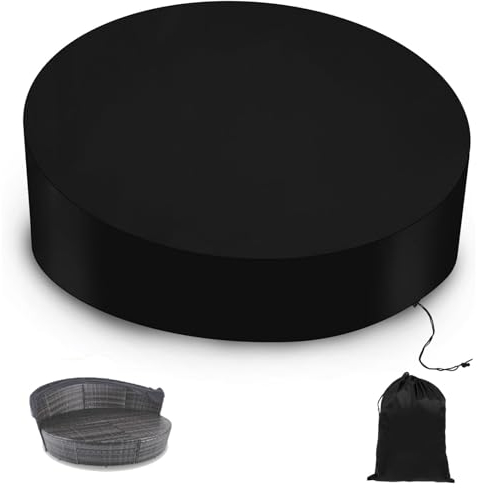 Abdeckung Sonneninsel Rund Wasserdicht, Schutzhülle für Sonneninsel Halbrund,Abdeckhaube für Sonnenliege Garten ,Abdeckplane für Liegeinsel Rund mit Aufbewahrungstasche(Size:190*83cm,Color:Black)