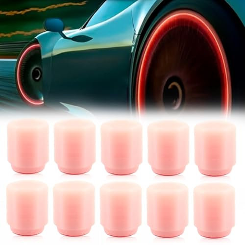 10 Auto-Ventilabdeckungen universell leuchtende Autoreifen-Ventilabdeckungen modische Vorbauabdeckungen die im Dunkeln leuchten für Autos Fahrräder und Motorräder Reifen und Räder (rot)