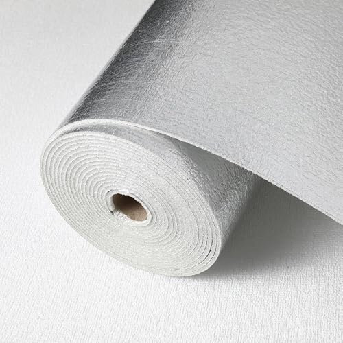 Beswitory 3mm Thicken Self-Adhesive Thermal Insulation 3D Wall Panels Peel and Stick Textured Waterproof Foam Wallpaper - Linen Texture, Plain White Colour