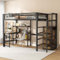 PUGSDRLY Lit Mezzanine 90x200cm Avec Bureau, Escalier, Armoire et Étagère de Rangement Pour Enfant, Adolescent et Adulte - Cadre en Fer Noir