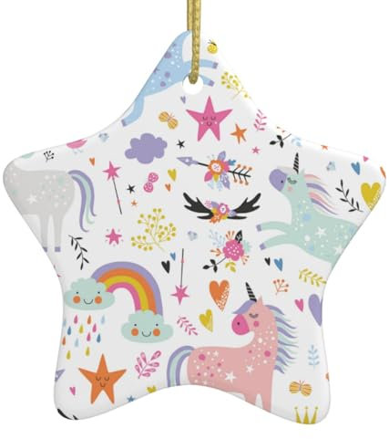 Einhorn-Weihnachtsschmuck 2024 Weihnachtsschmuck Dekorative Hängeornamente Weihnachtsbaumschmuck Zubehör Keramikornamente Weihnachtsdeko