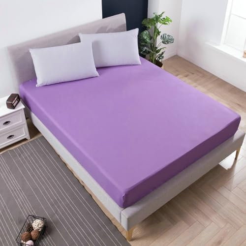 Stfery Bettlaken Set 250X245, Baumwolle Bettlaken Einfarbige Farbe Spannbetttücher Grau Rosa