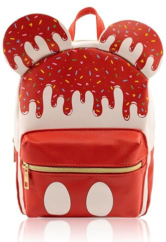 Disney Mickey Mouse Rucksack für Damen, Herren, Unisex, niedlicher Mini-Rucksack, PU-Leder, 25,4 cm, Mickey Mouse Ice Cream, 10 inches (H) x 8 inches (W) x 0.75 inches (D), Tagesrucksäcke