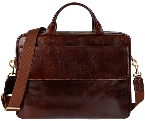 Time Resistance Leder Aktentasche - Italienische handgefertigte Laptoptasche aus Leder - Aktentasche für Männer und Frauen - Professionelle Computer-Aktentasche