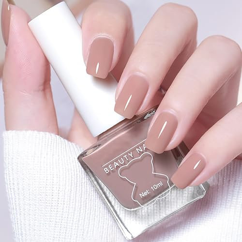 Milk Tea Nude Nail Polish - Long-Lasting, Chip-Resistant, Quick-Drying Neutral Varnish for DIY Nail Art Manicure At Home Salon - 10ML