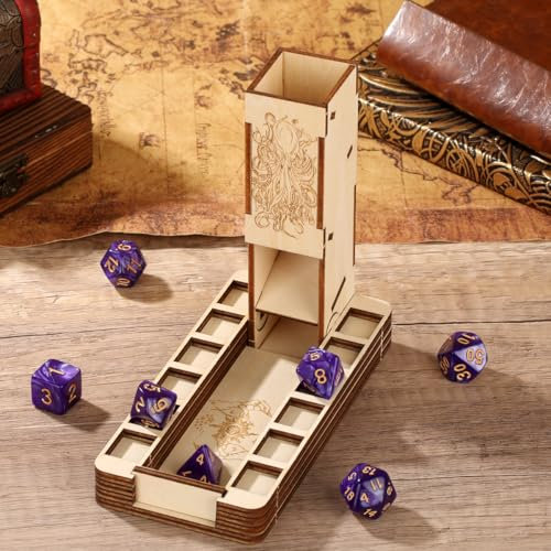 DND Würfelturm Magische Hand, Tragbarer Holzwürfelturm mit Auffangschale, Tischplatte Rollenspiele Würfel Behälter, D&D Zubehör, Fantasy Würfelbecherturm, Geschenk für Gamer (würfel Nicht enthalten)