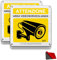 FloraVigo Cartello Videosorvegliata Alluminio Spazzolato 15x15 cm, Adesivo Area Videosorvegliata Metallo di Piccole Dimensioni, piastra di allarme con adesivi (2)