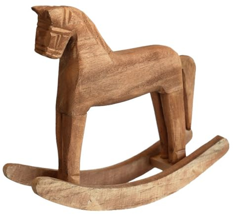 SOLUSTRE Kiefernholz -Schaukelpferd Steckenpferde Reiter Mädchen Sachen Party Desktop-Ornament Steckenpferd Modellierschmuck Urlaubsornamente Holzpferd hölzern Beige