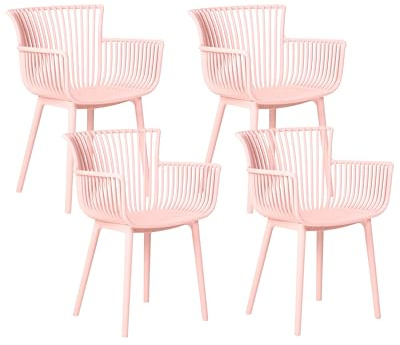 Beliani Kunststoffstühle rosa 4er Set für den Innen- und Außenbereich geeignet Pesaro