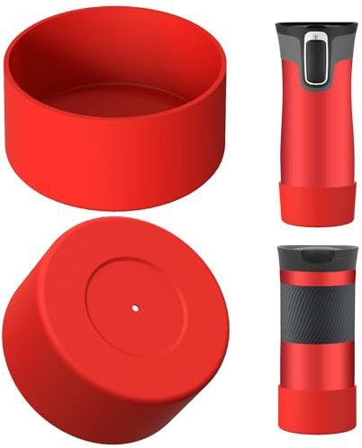 Linkidea 2er-Pack Wasserflaschenschutz, kompatibel mit Contigo West Loop 2.0 16oz/20oz/24oz, Huron 2.0 16oz/20oz, Rutschfester Flaschenboden-Stoßstangenschutz aus Silikon (Rot)