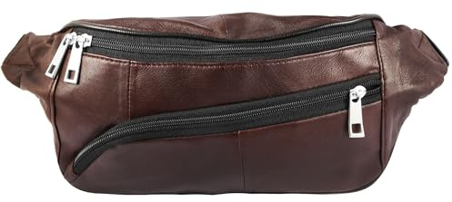 Steinmeister Unisex Tasche - Unisextasche aus Leder in Braun mit Reißverschluss