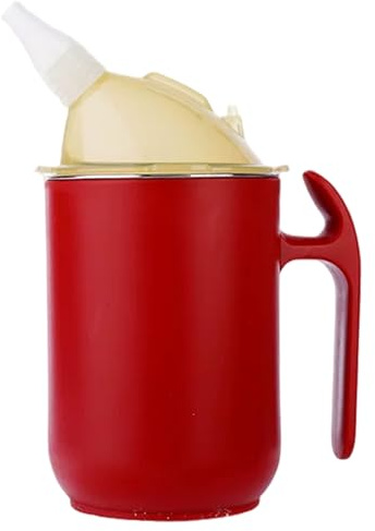 Beakers for Elderly, Adult Sippy Cup, 3-in-1 Anti-Choke Spill Proof Cup for Elderly, 304 Stainless Steel Inner, 400ml Red.