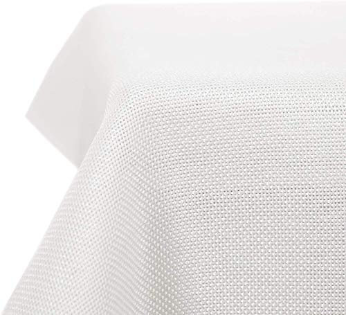 Deconovo Leinenoptik Tischdecke Wasserabweisend Tischwäsche Lotuseffekt Tischtuch, 140x250cm, Weiß, 1 Stück