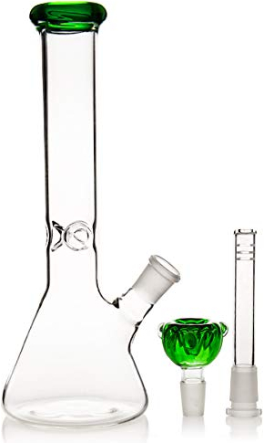 Bong en verre avec percolateur - Bong en verre avec alvéolé - Pour fumer la glace - Kit de Hooahk classique - Pipe à eau - Grand Hookah avec accessoires (Bong-A) (Bong-a)