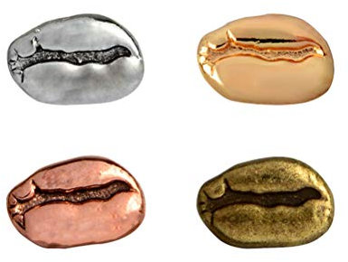 Fenical Brosche Kaffeebohnen Form Kreativ Metall Anstecker Pin Abzeichen Clip Geschenk für Kleidung Taschen 4 Stück (Golden Silber Roségold Bronze)