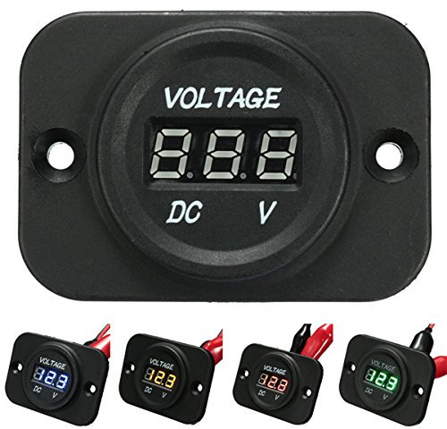 NICOLIE 12V-24V Impermeabile Led Volt Meterr Misuratore Di Tensione Auto Barca Nautica Moto - Blu