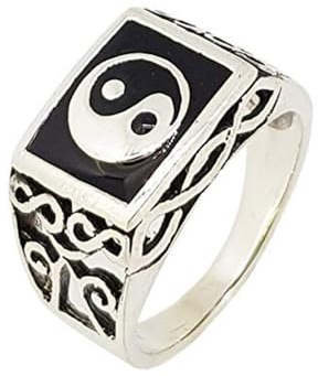 Treasure Bay Klassischer Herren-Ring aus Sterlingsilber, Yin-Yang-Symbol, Sterling Silber