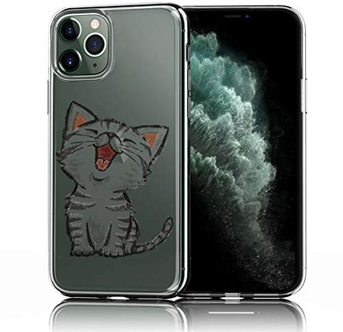 Verco Phone Case for iPhone 11 Pro Max, Shockproof Bumper for Apple iPhone 11 Pro Max Cover Silicone, 6.5 inch Back Case clear with motive, cat