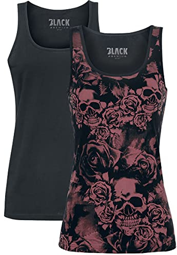 Black Premium by EMP Damen Schwarze Basic Tops im Doppelpack