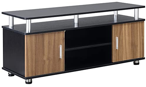 HOMCOM Mobile Porta TV Fino a 50'' con Armadietti e Ripiani, Mobiletto per Salotto e Soggiorno in Legno e Alluminio, 120x40x52.2cm