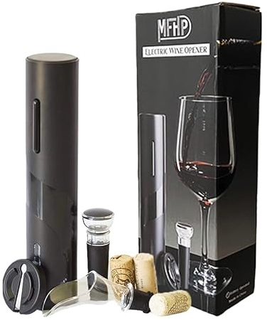 Set Tire-Bouchon Électrique Professionnel Avec Coupe Capsule, Verseur et Bouchon à Vin Vide - Ouvre-Bouchon Électrique - Cadeaux Originaux