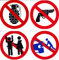 4 Bogen - Verboten - Waffe Überfall Handgranate rund Sticker Aufkleber Sticker Promotion Auto Dekorieren Hobby Basteln Sammeln selbstklebend und vorgestanzt