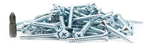DOJA Barcelona | Selbstbohrende Schrauben mit PH2-25 Spitze | 100 Senkkopf-Schrauben | Ø4,8x50mm DIN-7504-P | Verzinkter Stahl | Selbstschneidende Schrauben, Bohrschrauben für Metall...