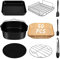 mumisuto Accessori Per Friggitrice ad Aria, Set di 9 Accessori Friggitrice ad Aria per COSORI 5,5L, Quadrati Teglia per Friggitrice ad Aria con Silicone, Vassoio Pizza, Griglia, Carta da Forno