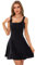 GORGLITTER Women's Summer Sleeveless Zipper A Line Flared Mini Dress Plain Skater Tank Short Dress Black L