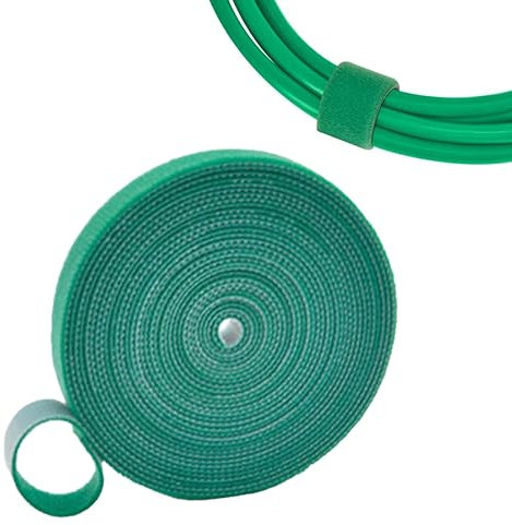 INGJIA 25m Pflanzenbinder Klettband, 10mm Pflanzenband Klett Plant Ties Witterungsbeständig Wiederverschließbar Kabelbinder Klettverschluss Rolle Kletterhilfe für Pflanzen(Grasgrün)