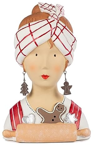ETC Baden Import Ladykopf Dekokopf Dekobüste Dame mit Lebkuchen und Nudelholz