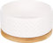 Flamingo Gamelle pour Chien Biano 990 ML Blanc - Antidérapant - Gamelles en céramique émaillée dans un support en bambou - 16cm x 6cm x 7cm