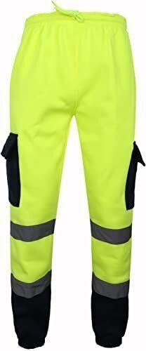 AAIF RETAILS® Men Hi Vis Viz Workwear Trousers Jogging Bottom Visibility Safety Fleece Pant UK (Yellow/Navy Blue 4XL)