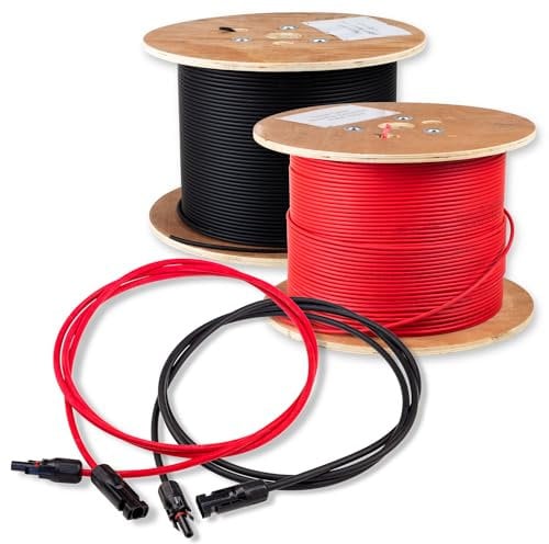Protron Solarkabel Verlängerungskabel 2x 20m 4mm² Paar rot + schwarz, 0% MwSt. PV Solar Kabel Solarleitung Stecker vormontiert für MC4, 1000V DC TÜV geprüft H1Z2Z2-K, Kabelsatz Made in Germany